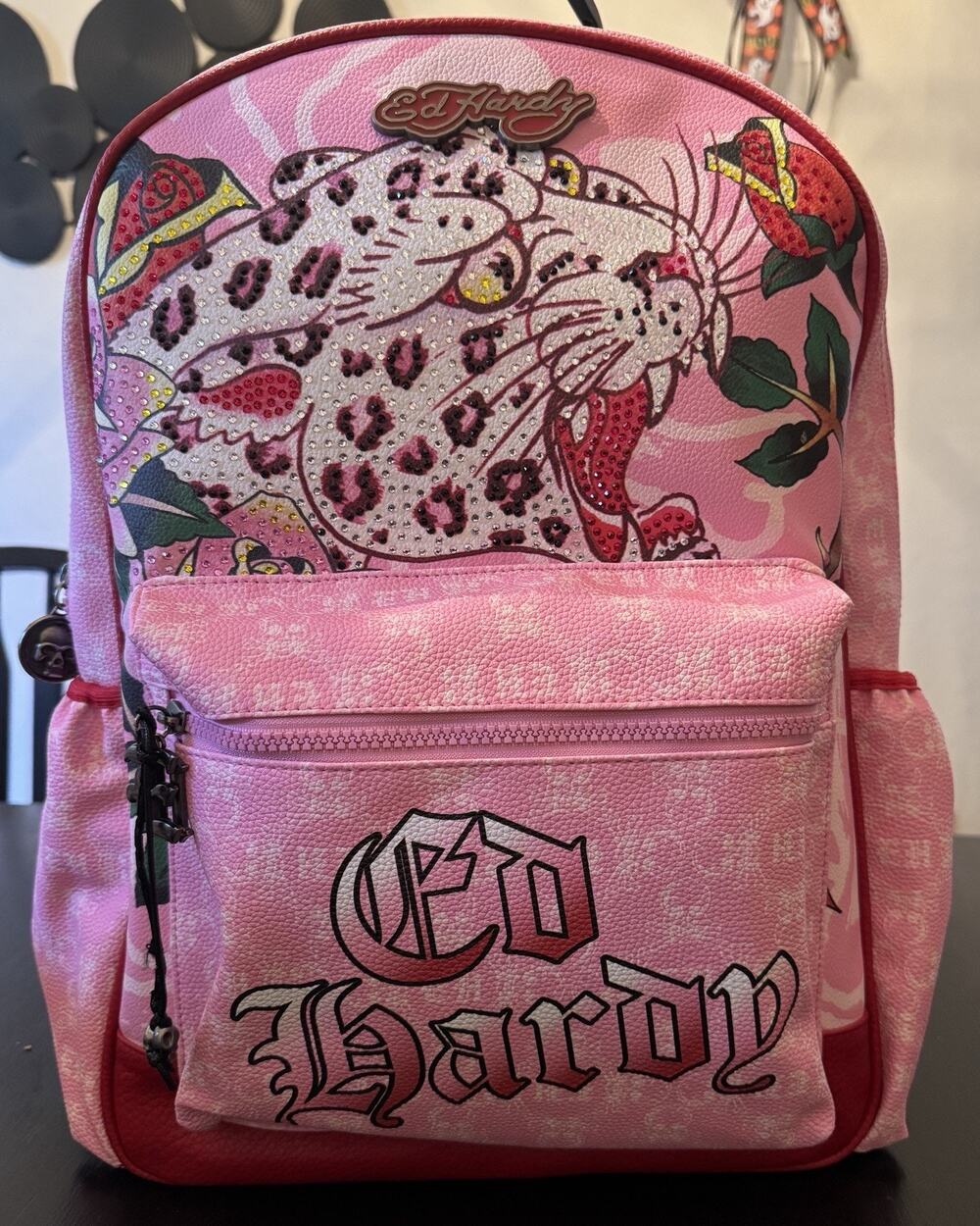 NWT Ed Hardy Darleen Pink Backpack & Rhinestone Cheetah